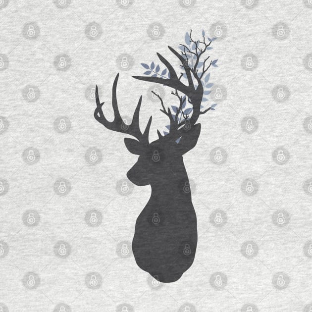 Stag silhouette with Leafy antlers by NixieNoo